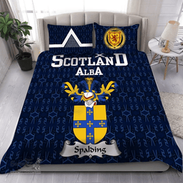 Scottish Spalding Family Crest Tartan Bedding Set Scottish Home Duvet Covers 1991 Style