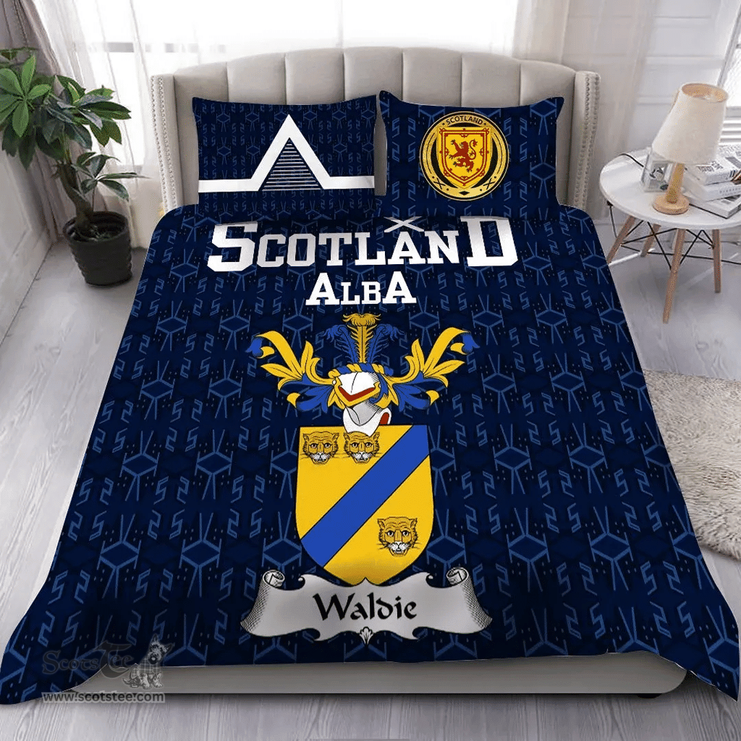 Scottish Waldie Family Crest Tartan Bedding Set Scottish Home Duvet Covers 1991 Style