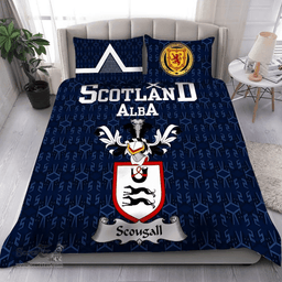 Scottish Scougall Family Crest Tartan Bedding Set Scottish Home Duvet Covers 1991 Style