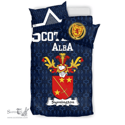 Scottish Symington Family Crest Tartan Bedding Set Scottish Home Duvet Covers 1991 Style