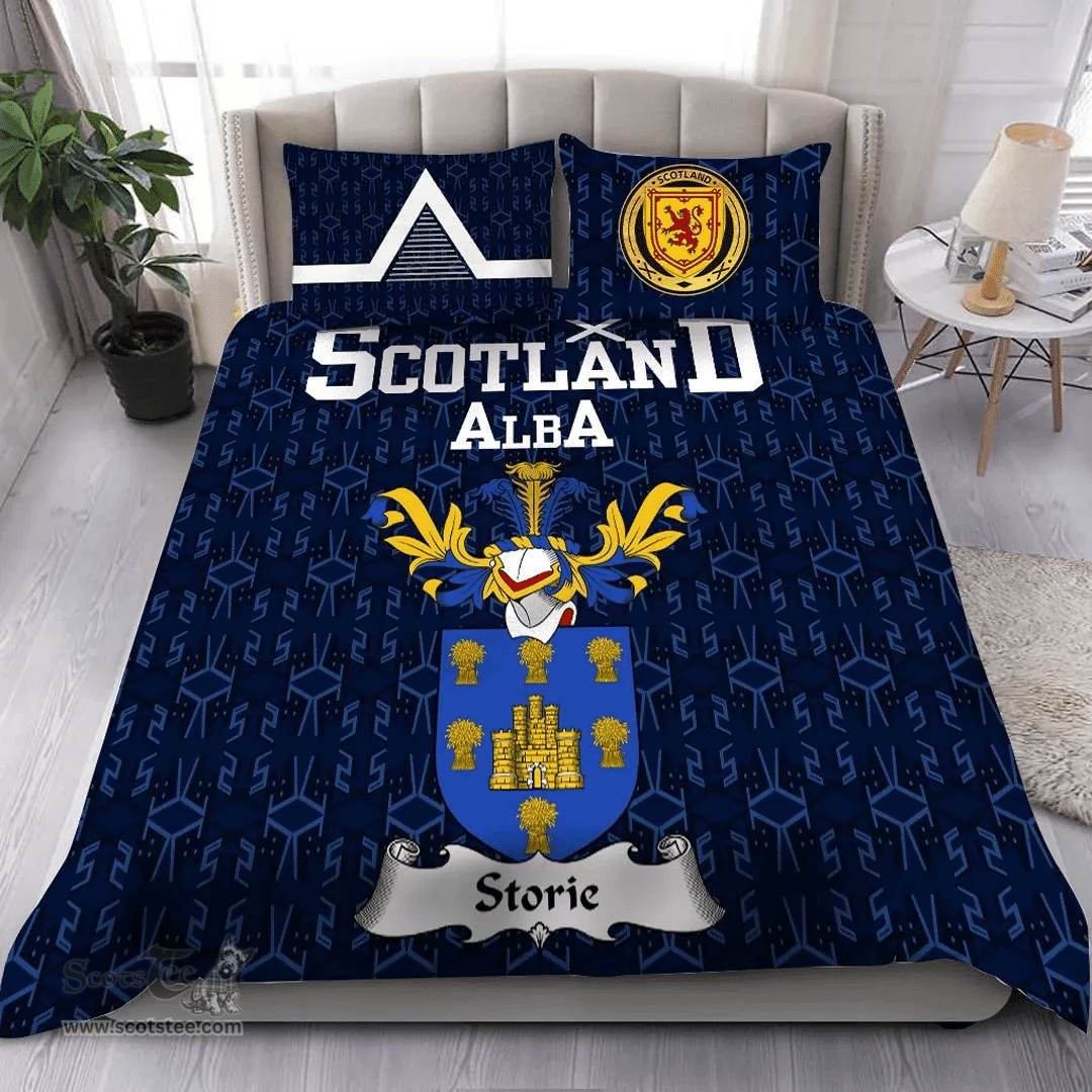 Scottish Storie Family Crest Tartan Bedding Set Scottish Home Duvet Covers 1991 Style