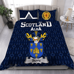 Scottish Storie Family Crest Tartan Bedding Set Scottish Home Duvet Covers 1991 Style