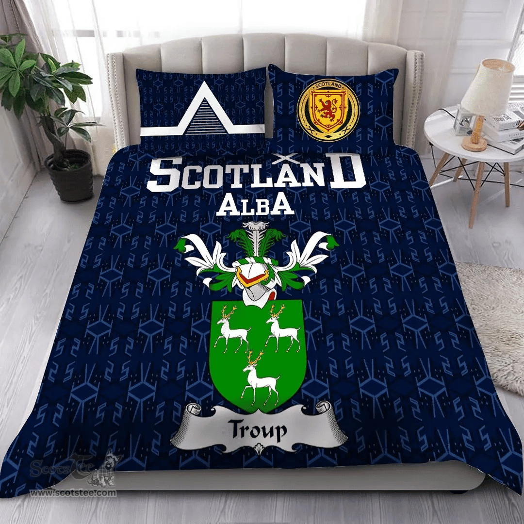 Scottish Troup Family Crest Tartan Bedding Set Scottish Home Duvet Covers 1991 Style
