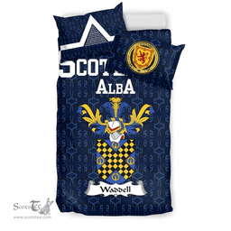 Scottish Waddell Family Crest Tartan Bedding Set Scottish Home Duvet Covers 1991 Style