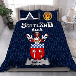 Scottish Toshach Family Crest Tartan Bedding Set Scottish Home Duvet Covers 1991 Style