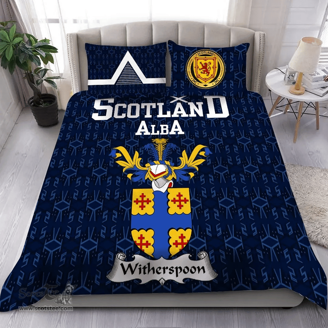 Scottish Witherspoon Family Crest Tartan Bedding Set Scottish Home Duvet Covers 1991 Style