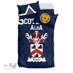 Scottish Trotter Family Crest Tartan Bedding Set Scottish Home Duvet Covers 1991 Style