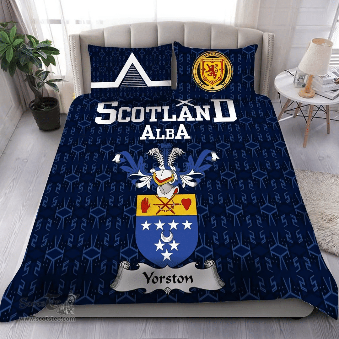 Scottish Yorston Family Crest Tartan Bedding Set Scottish Home Duvet Covers 1991 Style
