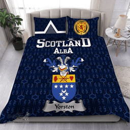Scottish Yorston Family Crest Tartan Bedding Set Scottish Home Duvet Covers 1991 Style