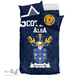 Scottish Somerville Family Crest Tartan Bedding Set Scottish Home Duvet Covers 1991 Style