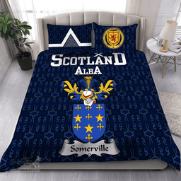 Scottish Somerville Family Crest Tartan Bedding Set Scottish Home Duvet Covers 1991 Style