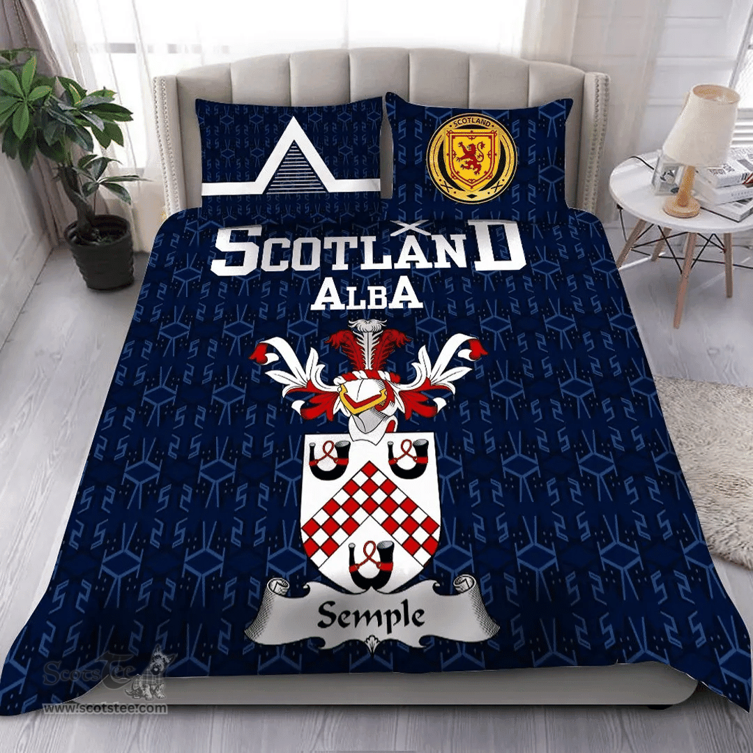 Scottish Semple Family Crest Tartan Bedding Set Scottish Home Duvet Covers 1991 Style
