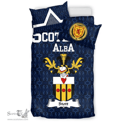 Scottish Stott Family Crest Tartan Bedding Set Scottish Home Duvet Covers 1991 Style
