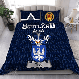 Scottish Tovy Family Crest Tartan Bedding Set Scottish Home Duvet Covers 1991 Style