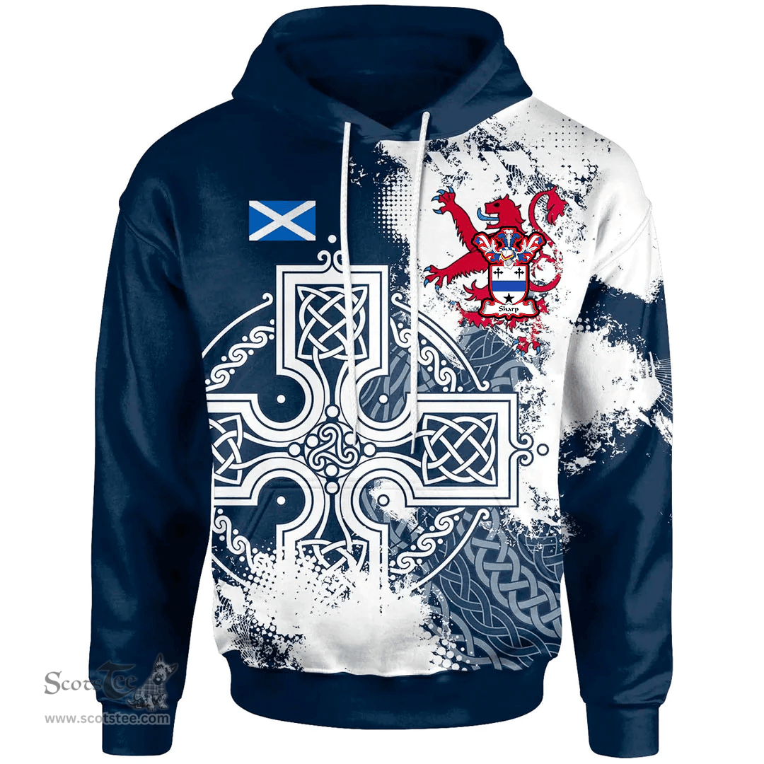 Scottish Sharp Clan Tartan Hoodie Scottish Celtic Cross Hoodie