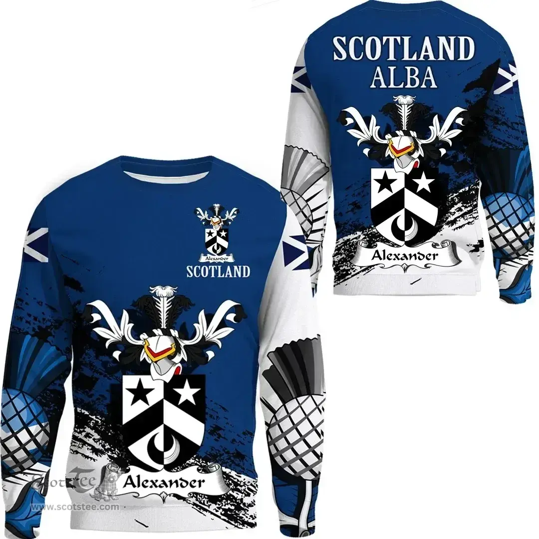 Scottish Alexander Clan Scottish Family Crest Scotland Alba Thistle Sweatshirt
