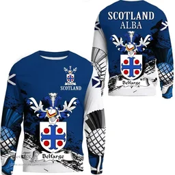 Scottish Belfarge or Belfrage Clan Scottish Family Crest Scotland Alba Thistle Sweatshirt