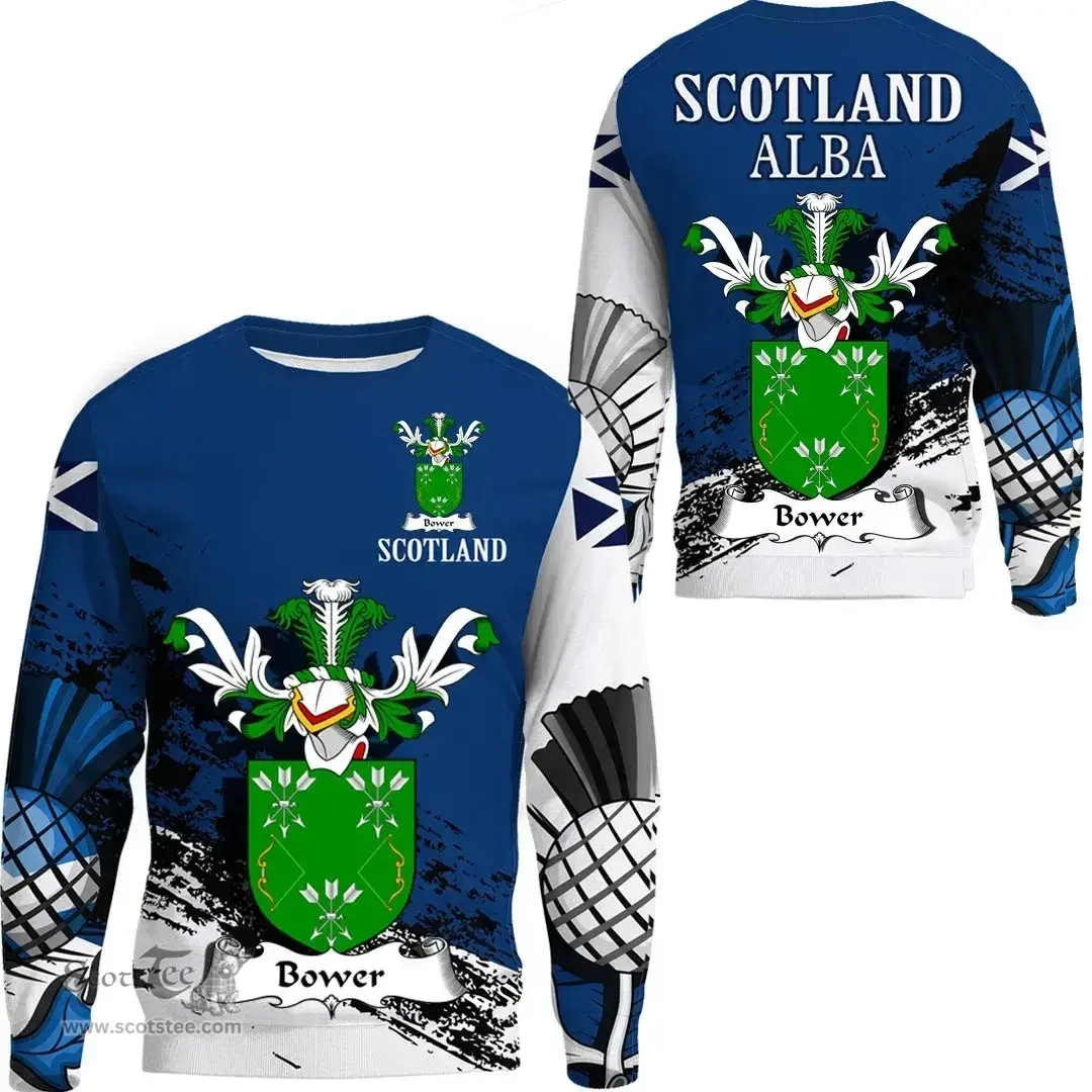 Scottish Bower Clan Scottish Family Crest Scotland Alba Thistle Sweatshirt