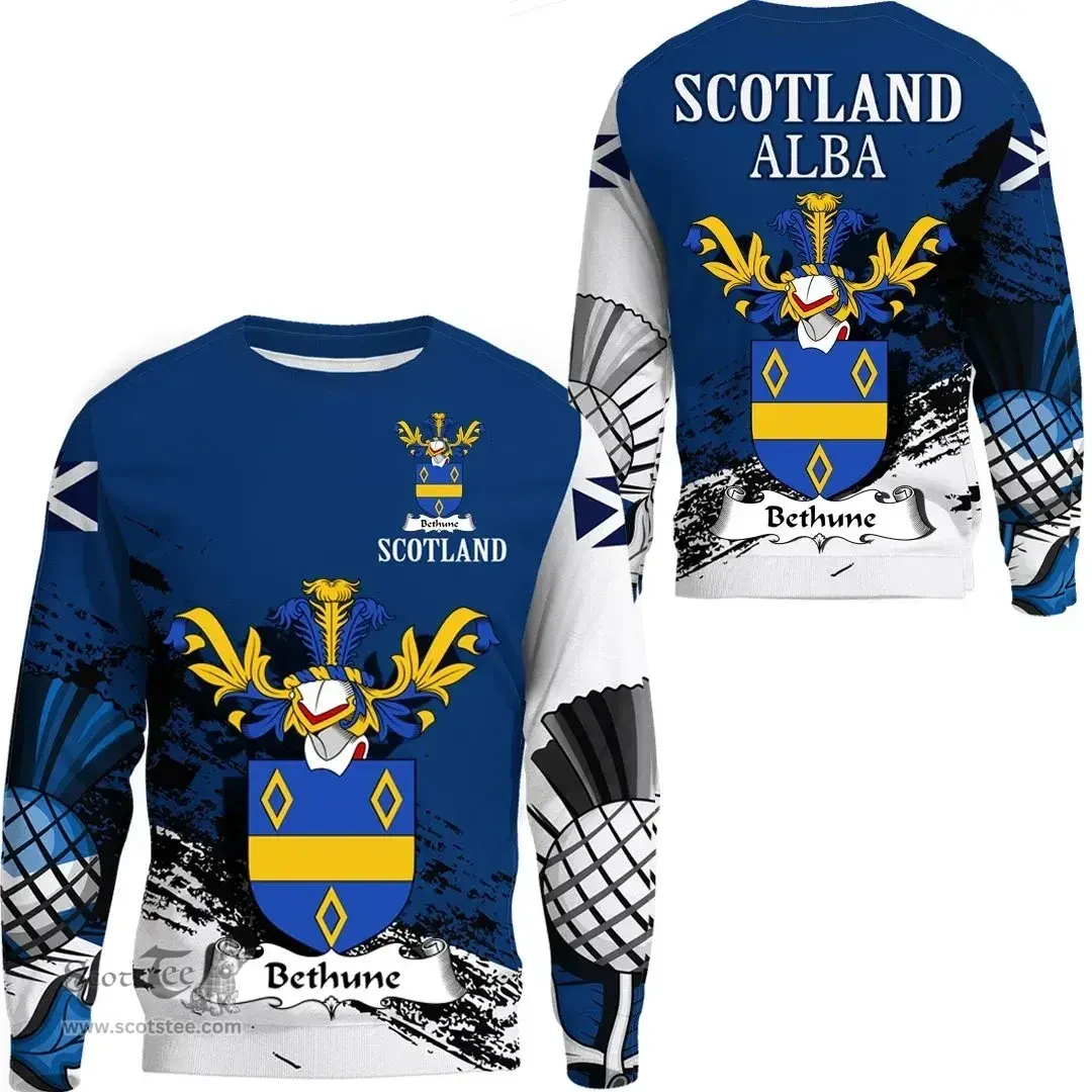 Scottish Bethune Clan Scottish Family Crest Scotland Alba Thistle Sweatshirt