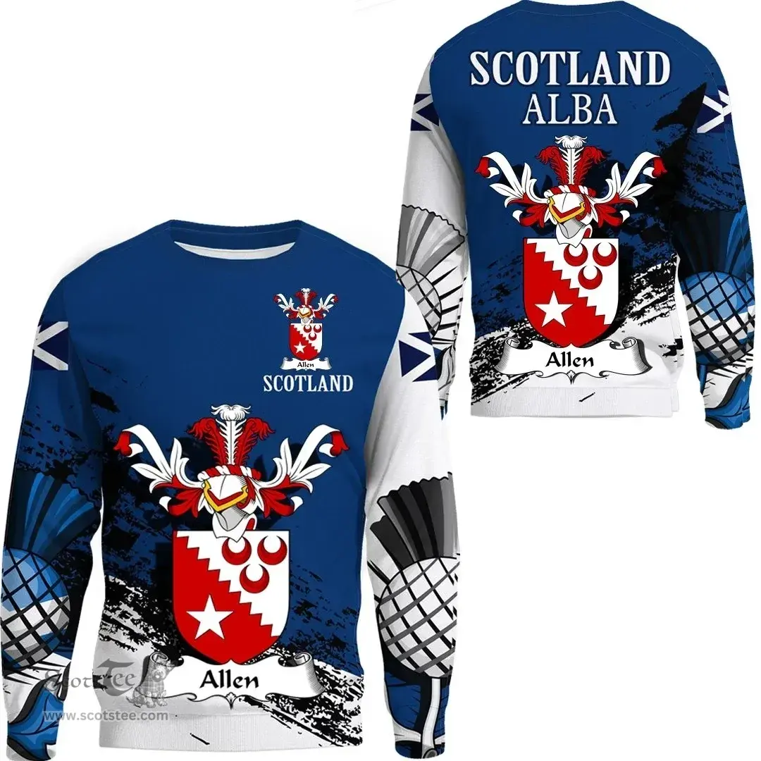 Scottish Allen Clan Scottish Family Crest Scotland Alba Thistle Sweatshirt