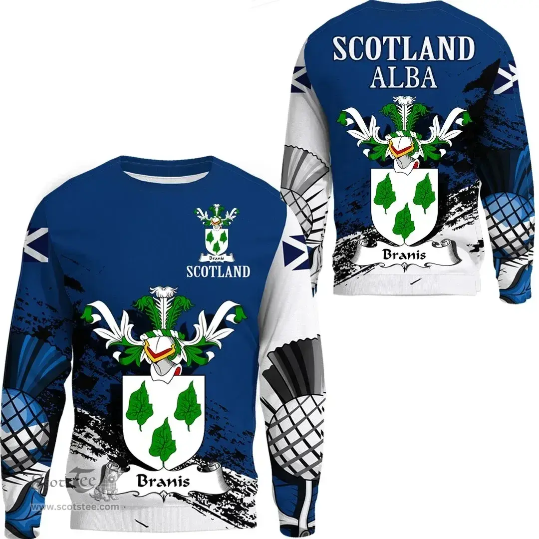 Scottish Branis Clan Scottish Family Crest Scotland Alba Thistle Sweatshirt