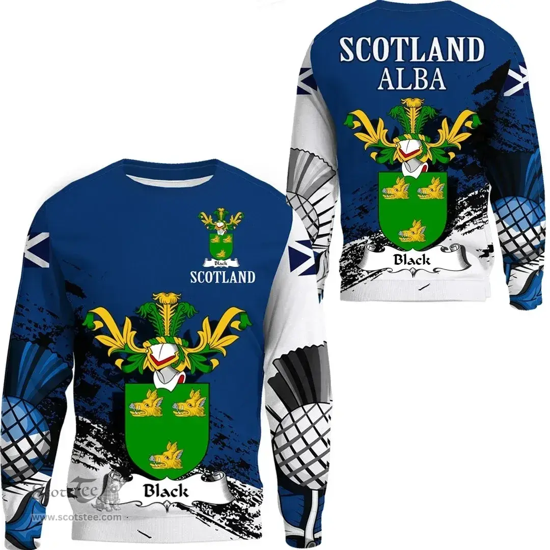Scottish Black Clan Scottish Family Crest Scotland Alba Thistle Sweatshirt