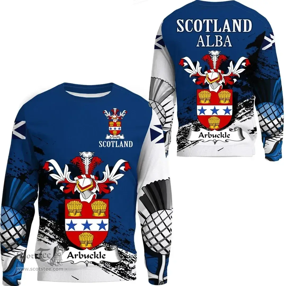 Scottish Arbuckle Clan Scottish Family Crest Scotland Alba Thistle Sweatshirt