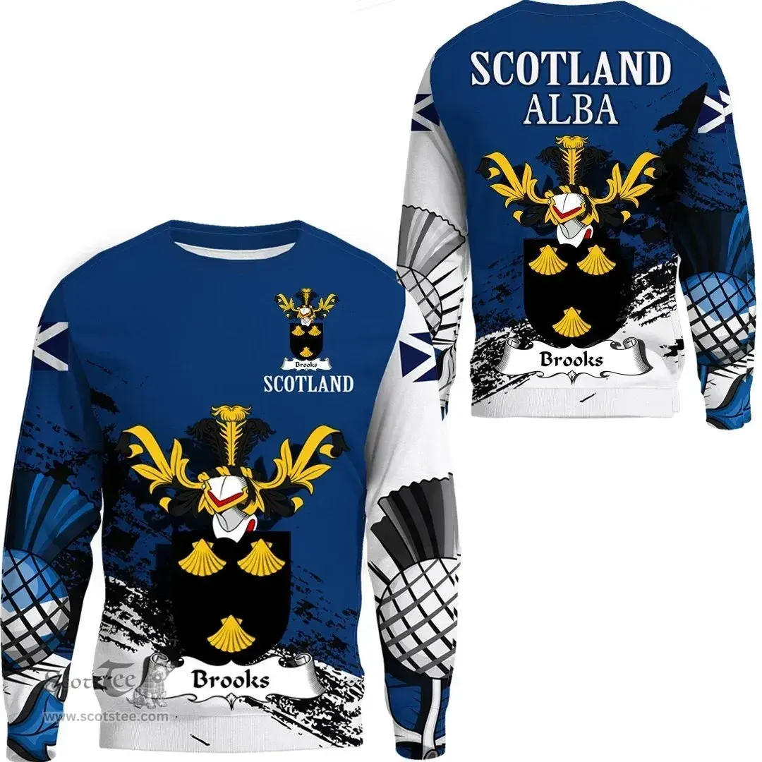 Scottish Brooks Clan Scottish Family Crest Scotland Alba Thistle Sweatshirt