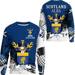 Scottish Feron or Ferron Clan Scottish Family Crest Scotland Alba Thistle Sweatshirt