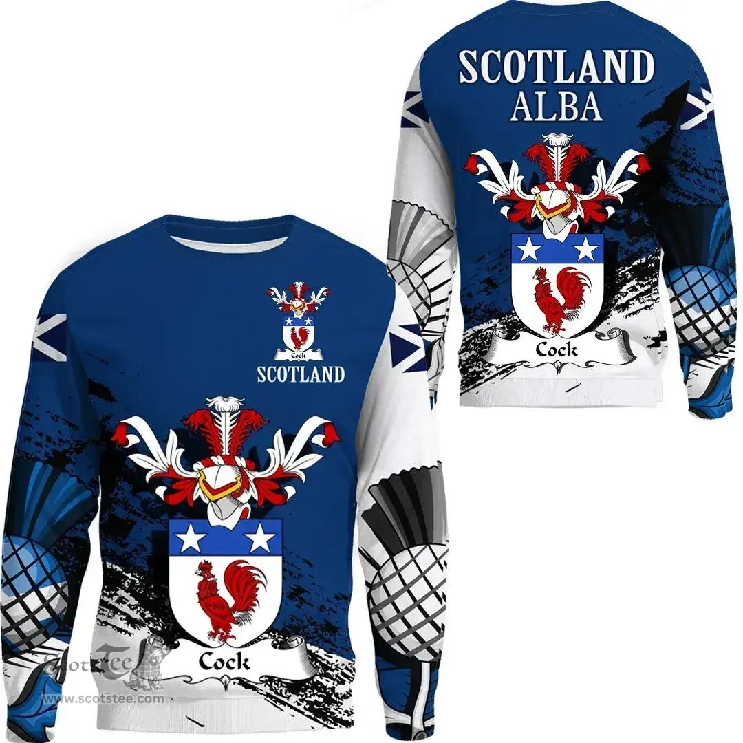 Scottish Cock Clan Scottish Family Crest Scotland Alba Thistle Sweatshirt