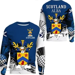 Scottish Cox Clan Scottish Family Crest Scotland Alba Thistle Sweatshirt