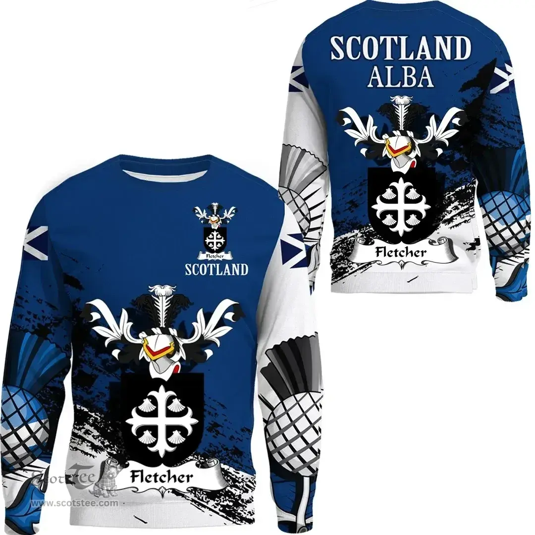 Scottish Fletcher Clan Scottish Family Crest Scotland Alba Thistle Sweatshirt