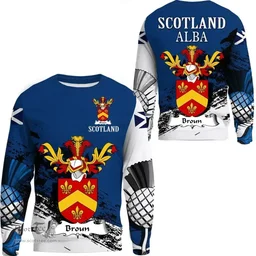 Scottish Broun or Brown Clan Scottish Family Crest Scotland Alba Thistle Sweatshirt