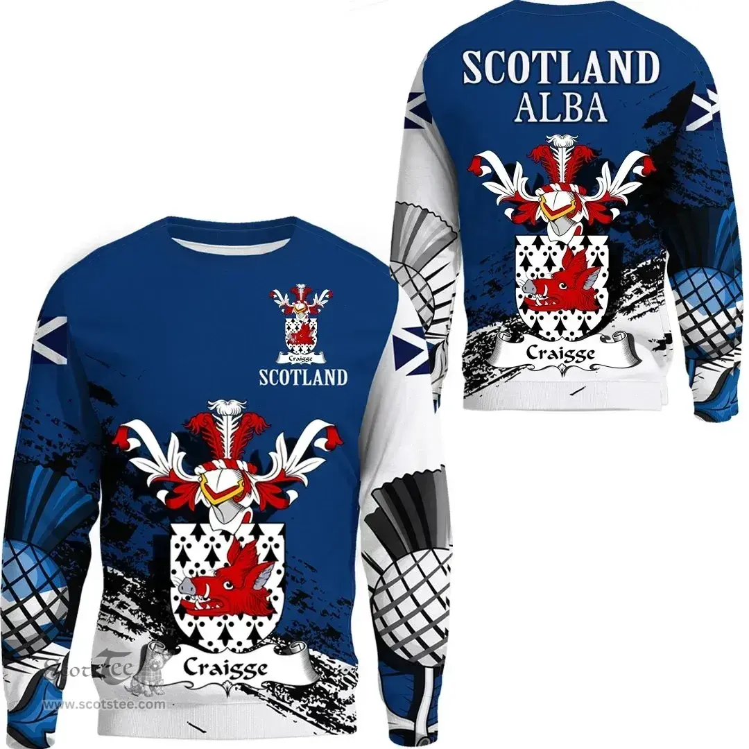 Scottish Craigge Clan Scottish Family Crest Scotland Alba Thistle Sweatshirt