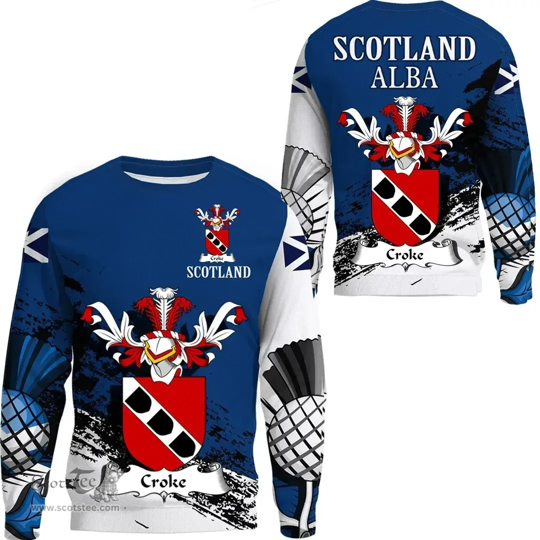 Scottish Croke or Crook Clan Scottish Family Crest Scotland Alba Thistle Sweatshirt