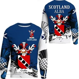 Scottish Croke or Crook Clan Scottish Family Crest Scotland Alba Thistle Sweatshirt