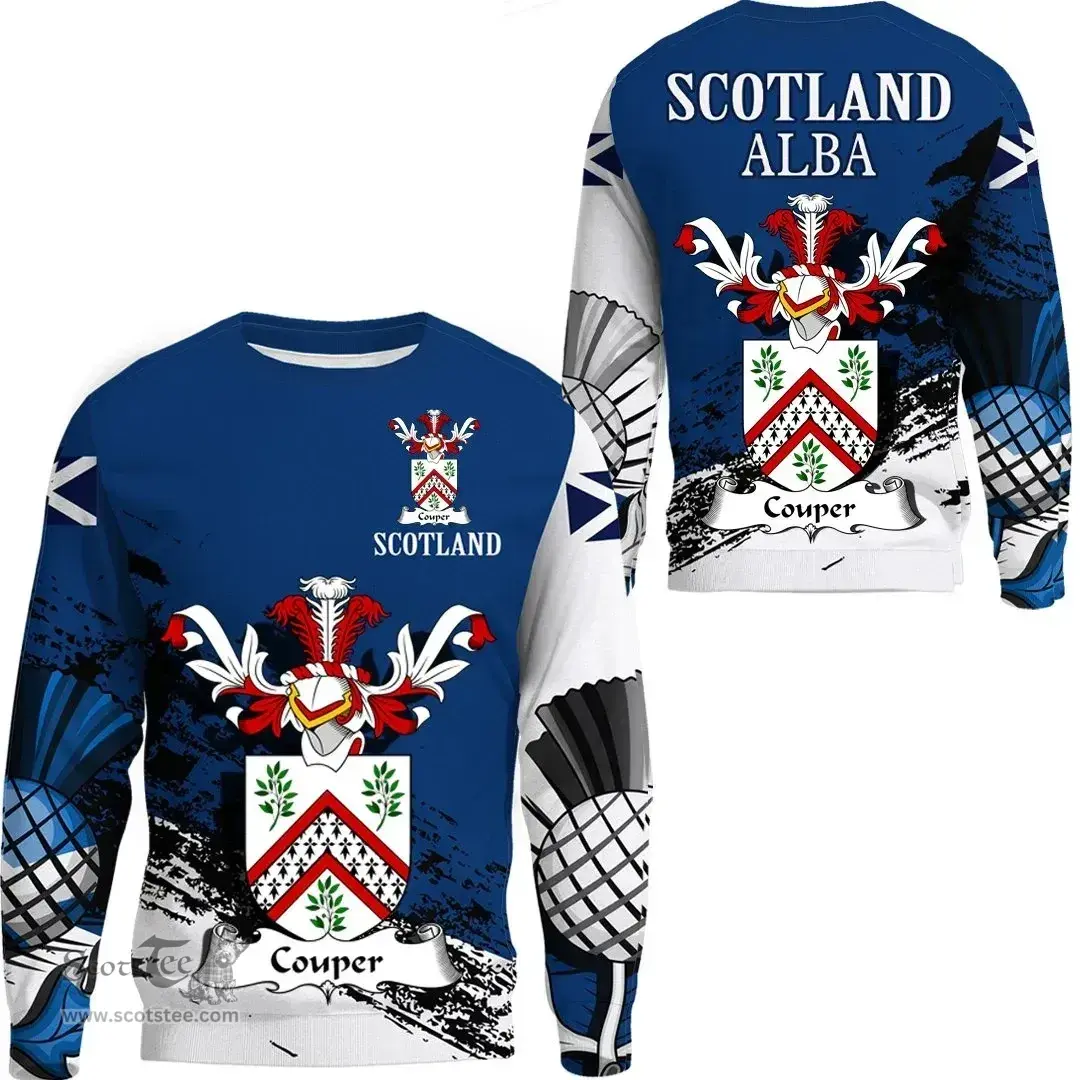 Scottish Couper or Coupar Clan Scottish Family Crest Scotland Alba Thistle Sweatshirt