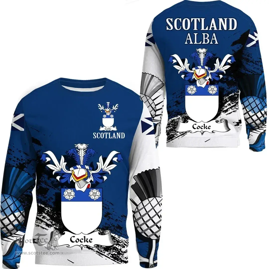 Scottish Cocke Clan Scottish Family Crest Scotland Alba Thistle Sweatshirt