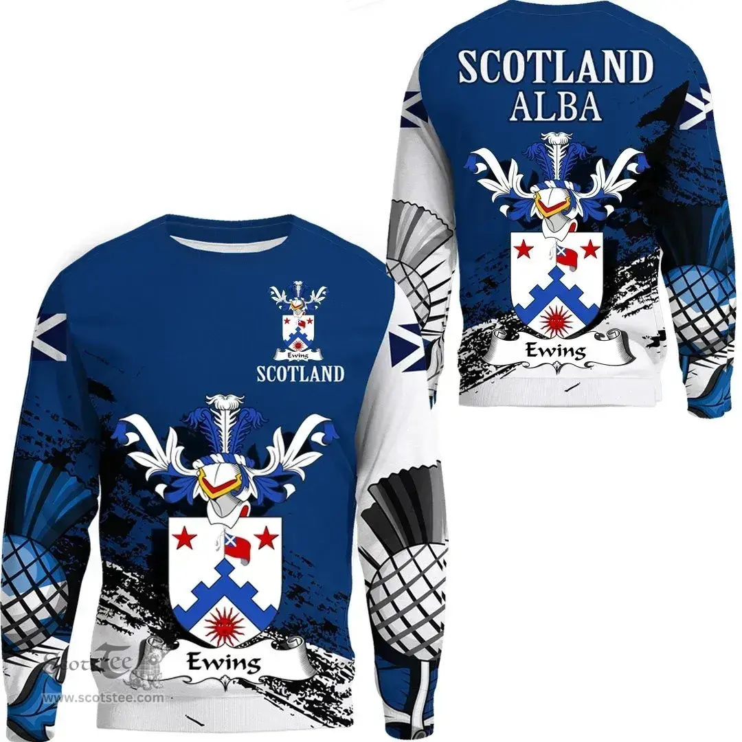 Scottish Ewing Clan Scottish Family Crest Scotland Alba Thistle Sweatshirt