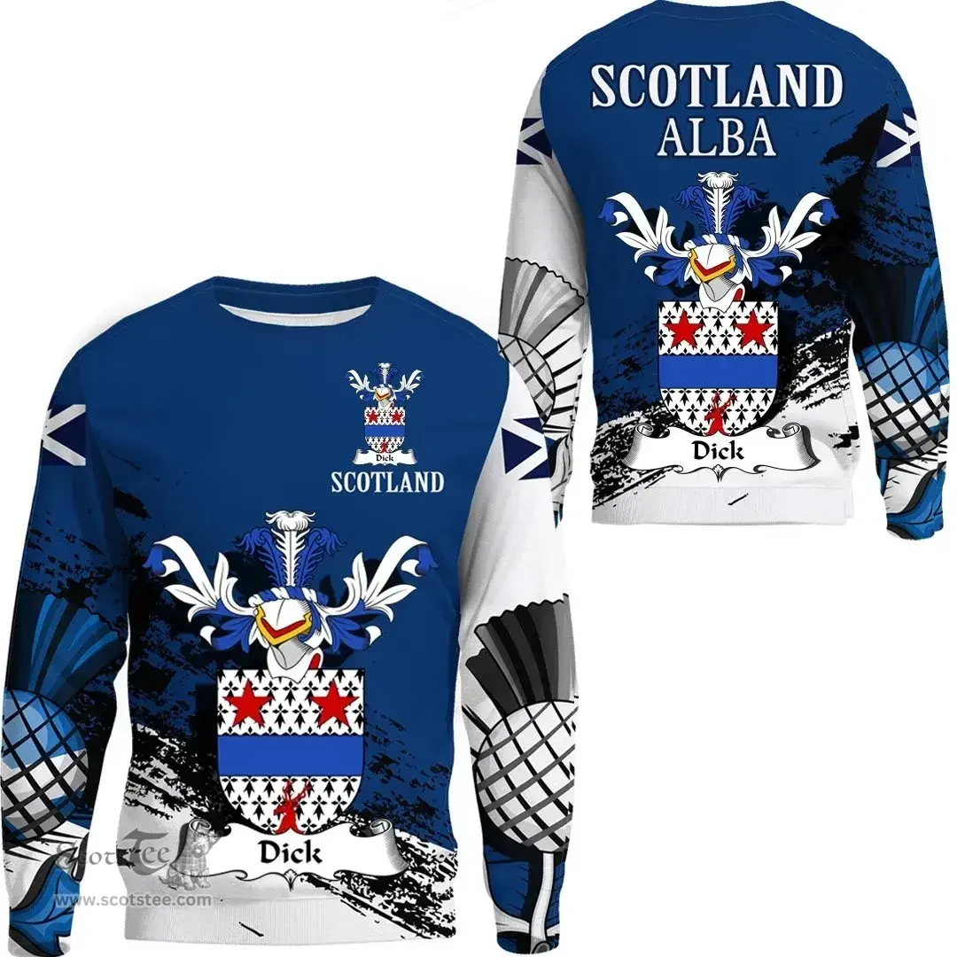 Scottish Dick Clan Scottish Family Crest Scotland Alba Thistle Sweatshirt