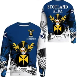 Scottish Calzier Clan Scottish Family Crest Scotland Alba Thistle Sweatshirt