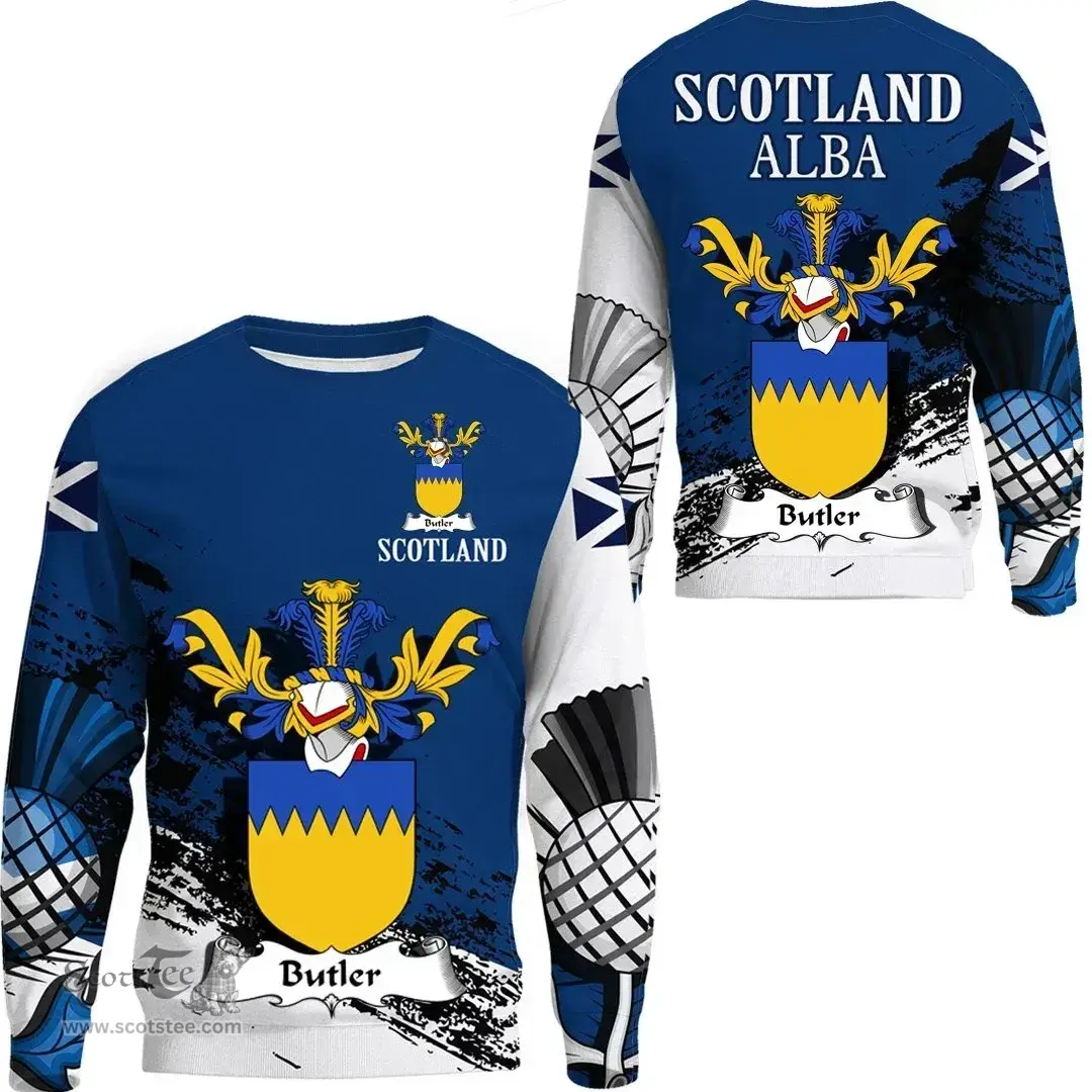 Scottish Butler Clan Scottish Family Crest Scotland Alba Thistle Sweatshirt