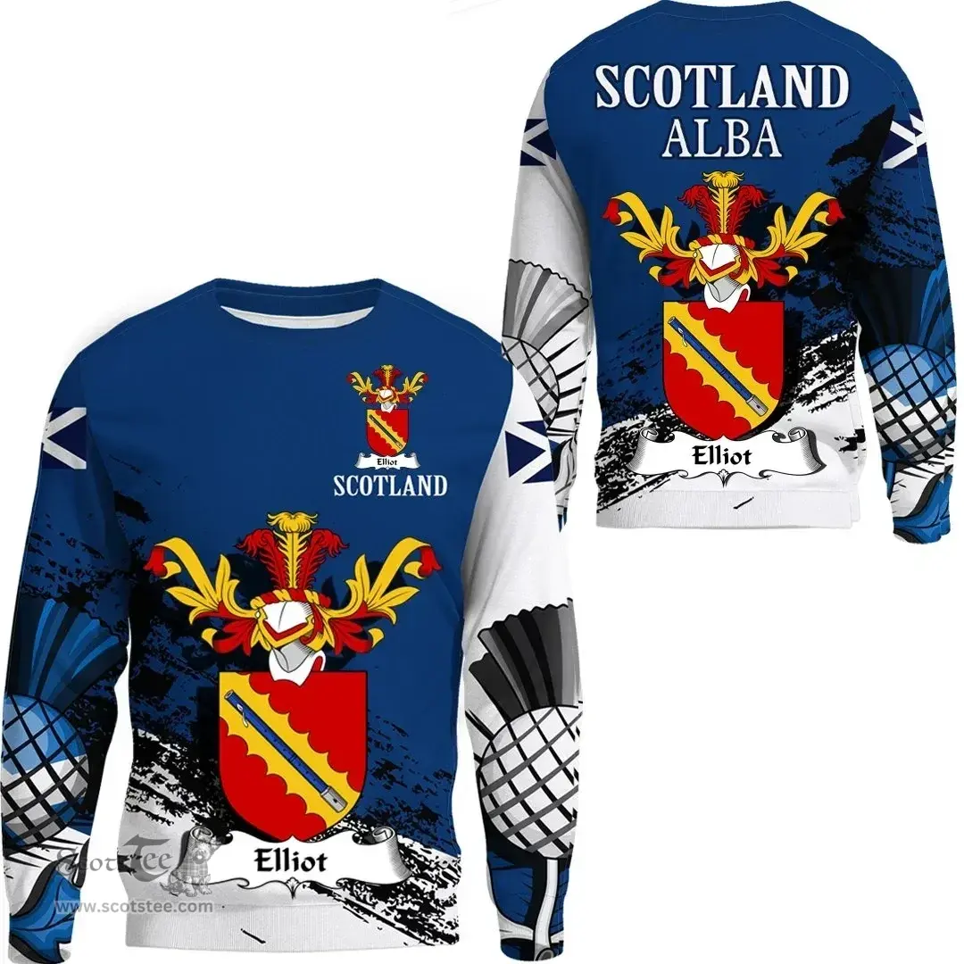 Scottish Elliot Clan Scottish Family Crest Scotland Alba Thistle Sweatshirt