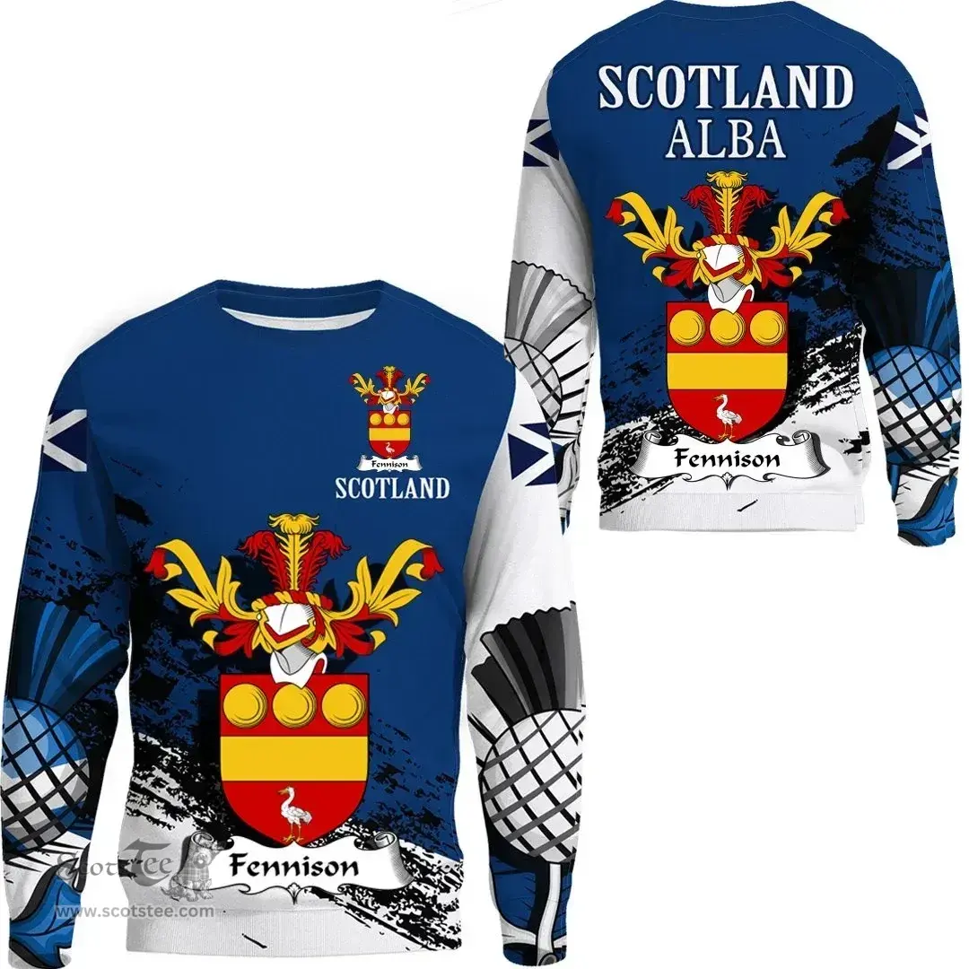 Scottish Fennison Clan Scottish Family Crest Scotland Alba Thistle Sweatshirt