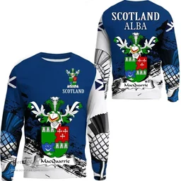 Scottish MacQuarrie or MacGuarie Clan Scottish Family Crest Scotland Alba Thistle Sweatshirt