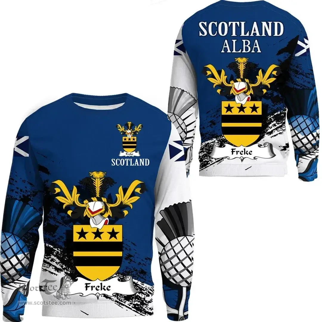 Scottish Freke Clan Scottish Family Crest Scotland Alba Thistle Sweatshirt