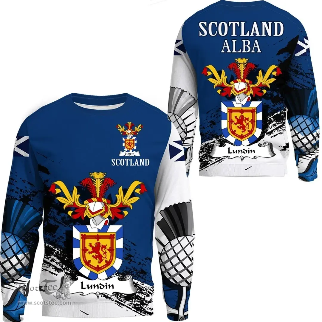 Scottish Lundin Clan Scottish Family Crest Scotland Alba Thistle Sweatshirt
