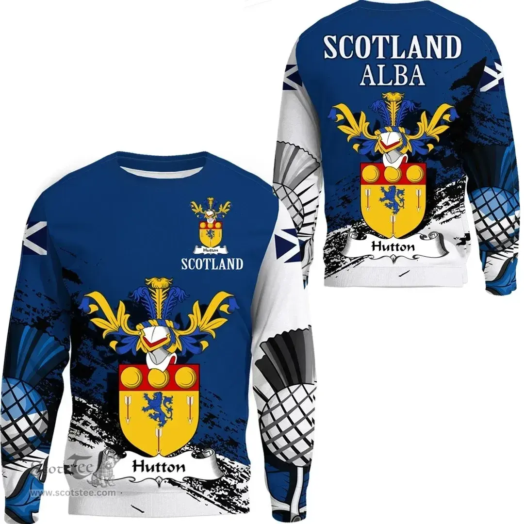 Scottish Hutton Clan Scottish Family Crest Scotland Alba Thistle Sweatshirt