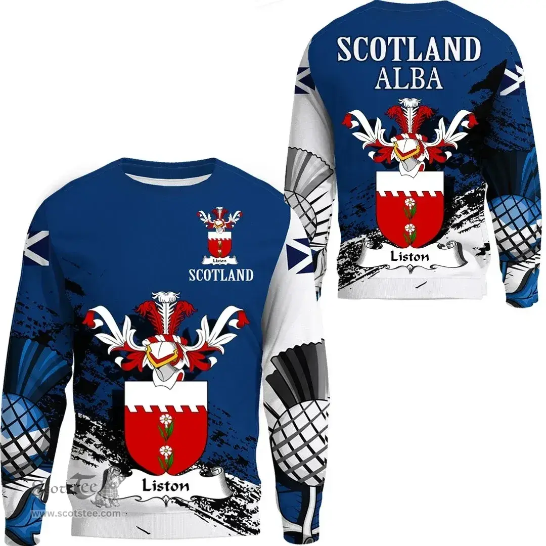 Scottish Liston Clan Scottish Family Crest Scotland Alba Thistle Sweatshirt