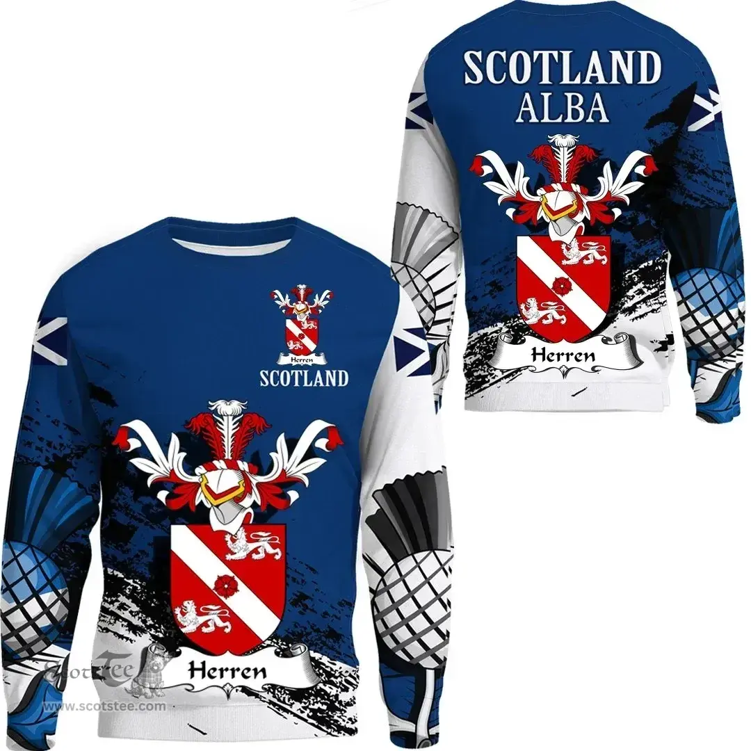 Scottish Herren or Herring Clan Scottish Family Crest Scotland Alba Thistle Sweatshirt